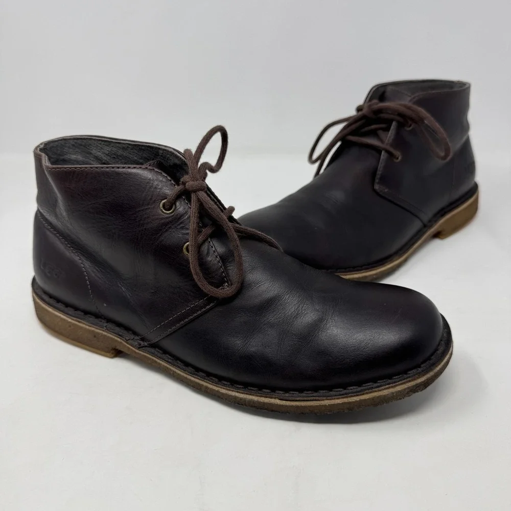 UGG Australia Leighton Chukka Desert Leather‎ Boots Black 3275 Men's Size 8.5